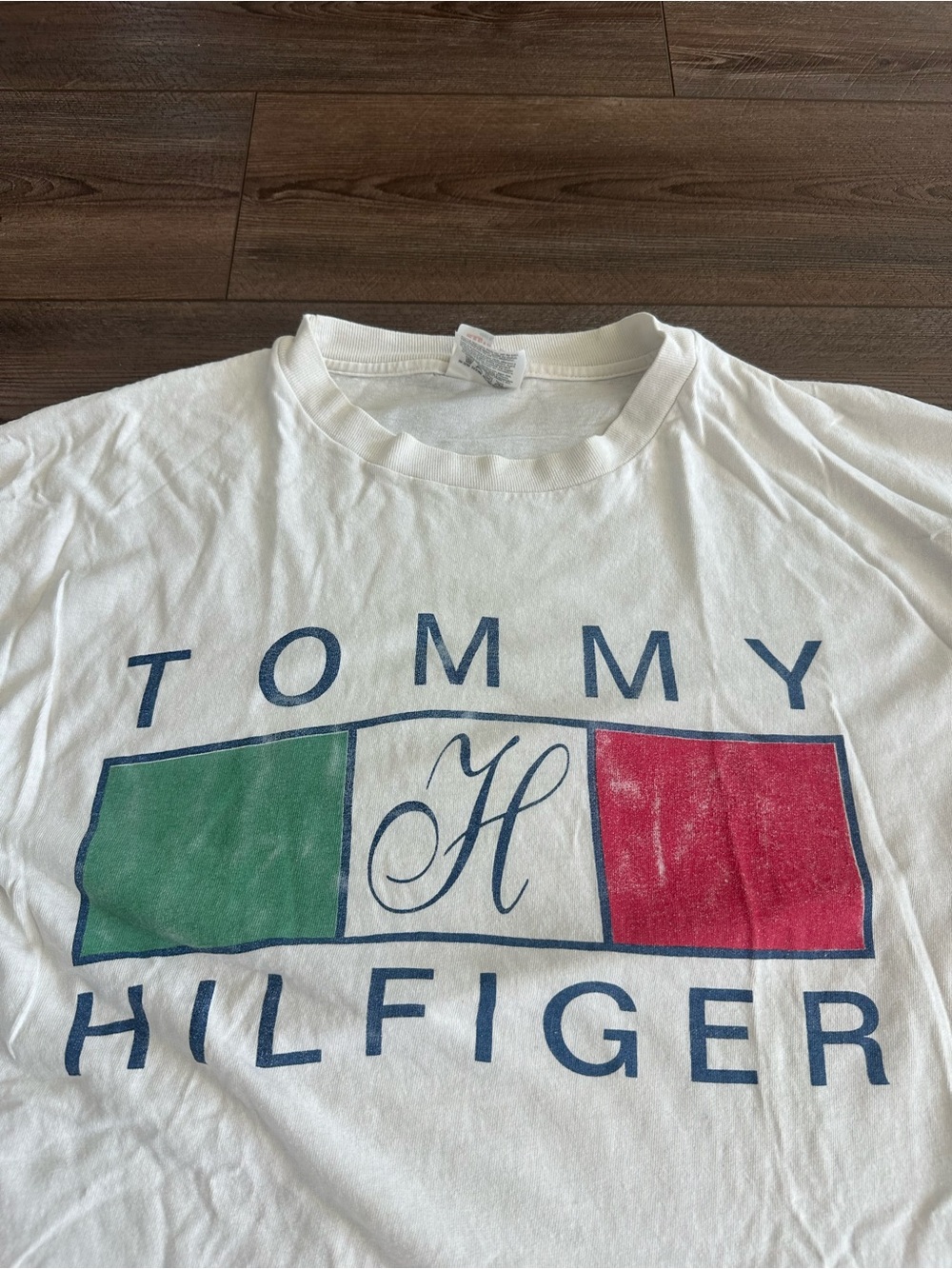 90s Vintage Tommy Hilfiger Italian H Logo Men’s T-Shirt Sz XL - Picture 2 of 4